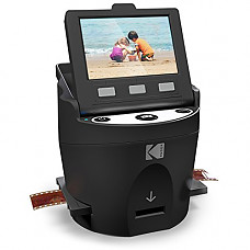 [해외]KODAK SCANZA Digital Film & Slide Scanner – Converts 35mm, 126, 110, Super 8 & 8mm Film Negatives & Slides to JPEG – Includes Large Tilt-Up 3.5” LCD, Easy-Load Film Inserts, Adapters & More