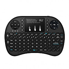 [해외](Updated 2017,Backlit) Rii i8+ 2.4GHz Mini Wireless Keyboard with Touchpad Mouse, LED Backlit, Rechargable Li-ion Battery-Black