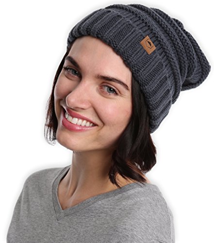 [해외]Slouchy Cable Knit Cuff Beanie - Chunky, Oversized Slouch Beanie Hats for Men & Women - Stay Warm & Stylish - Serious Beanies for Serious Style