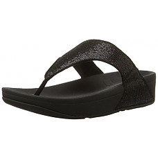 [해외]Fitflop Womens Lulu Superglitz Textile Sandal,Black,8 M US