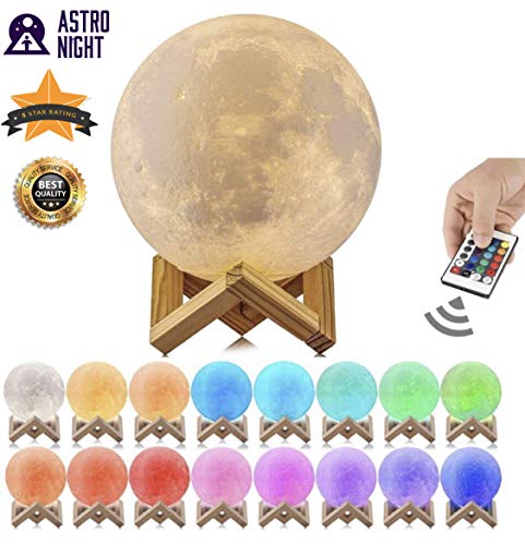 [해외]Astro-Night Moon Lamp, 3D Printed 16 Color LED Moon Night Light, USB Recharge, Remote Control & Touch Sensor, Adjustable Brightness(5.9 INCH) for Babies/Children Best Gift for Friends & Admirers