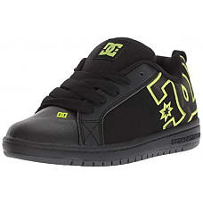 [해외]DC Kids Youth Court Graffik Skate Shoe, Black/Black/Soft Lime, 4 M US Big Kid