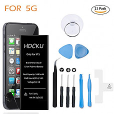 [해외]HDCKU iPhone 5 배터리 Replacement for Cell Phone iPhone 5/5G 배터리 Repair Kit, 0 Cycle Brand New, with Full Set Repair Tools Kit, Adhesive Stripe and Instructions [365 DAYS Warranty]