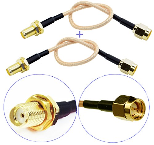 [해외]Pack of 2 RF RG316 SMA Male to SMA Female Nut Bulkhead Crimp Antenna Low Loss Coaxial Cable 6" (15cm)