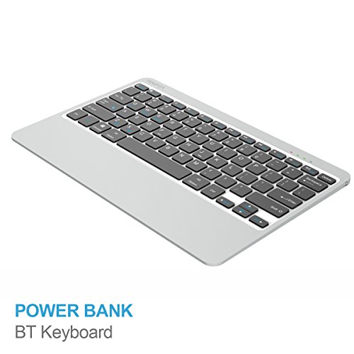 [해외]FENIFOX Bluetooth Keyboard,Metal Whisper-Quiet Keys with 6500mAh Power Bank Charger for Mobile Phone Tablet Ipad Surface Cellphone