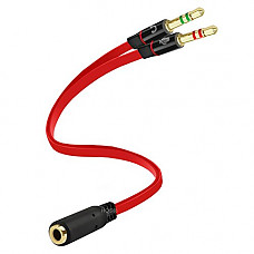 [해외]핸드폰 Splitter, D & K Exclusives Stereo Audio Jack Splitter Cable For Computer 3.5mm Female to 2 Dual 3.5mm Male 핸드폰 Mic Audio Y Splitter Cable Smartphone Headset to PC Adapter (Red)