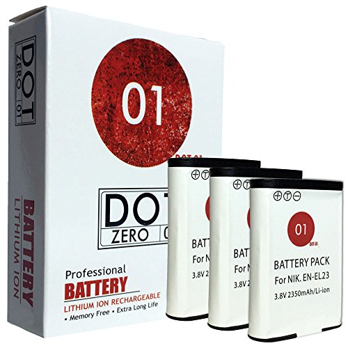 [해외]DOT-01 3X Brand 2350 mAh Replacement 니콘 EN-EL23 Batteries 니콘 S810c Digital 카메라 니콘 ENEL23