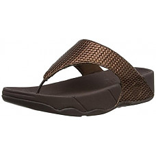 [해외]핏플랍 Womens Lulu Weave Flip Flop,Bronze,8 M US