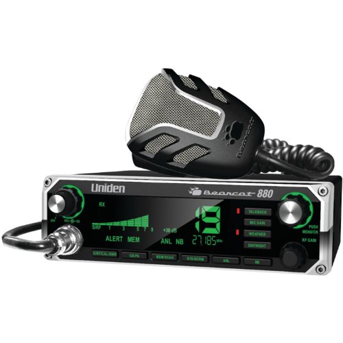 [해외]Uniden BEARCAT 880 CB Radio with 40 Channels and Large Easy-to-Read 7-Color LCD Display with Backlighting, Backlit Control Knobs/Buttons, NOAA Weather Alert, PA/CB Switch, and Wireless Mic Compatible,