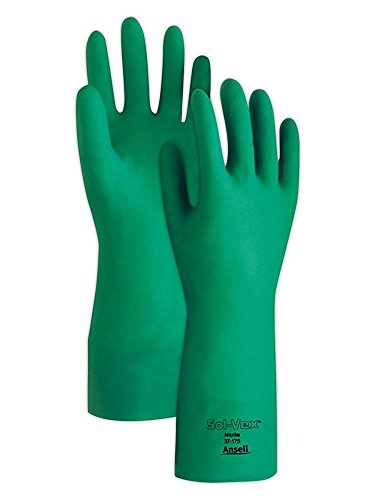 [해외]Ansell 116 Sol-Vex 37-175 Unsupported Nitrile Flock Lined Gloves, .17" Height, 14" Length, 7" Wide, Size 1, Green (Pack of 12)