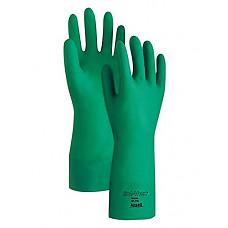 [해외]Ansell 116 Sol-Vex 37-175 Unsupported Nitrile Flock Lined Gloves, .17" Height, 14" Length, 7" Wide, Size 1, Green (Pack of 12)