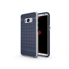 [해외]Trendy Geometric Patterns [Hard PC + Soft TPU] Full-Body [Drop Proof] Shockproof Anti-Slip Armor Defender Protective Cover Skin Shell Bumper for 삼성 갤럭시 S8 (Silver-blue)