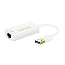[해외]USB to Ethernet Adapter,CableCreation SuperSpeed USB 3.0 to RJ45 Gigabit Ethernet Network Adapter Supporting 10/100/1000 Mbps for Macbook, Mac Pro/mini, iMac, XPS, Surface Pro, Notebook PC,White