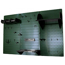 [해외]Wall Control 30-WRK-400 GNB Pegboard Organizer 4 Metal Standard Tool Storage Kit with Green Tool Board and Black Accessories