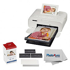 [해외]캐논 SELPHY CP1300 Compact Photo Printer (White) + 캐논 KP-108IN Color Ink and Paper Set + Photo4Less Cleaning Cloth – Deluxe Printing Bundle