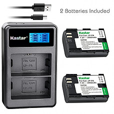 [해외]Kastar 배터리 (X2) + LCD Dual Charger for 캐논 LP-E6 LP-E6N, EOS 60D 60Da EOS 70D XC10 EOS 5D Mark II 5D Mark III 5D Mark IV, EOS 5DS 5DS R, EOS 6D 7D Mark II, BG-E14 BG-E13 BG-E11 BG-E9 BG-E7 BG-E6