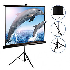 [해외]120 Inch 프로젝터 Screen with Foldable Stand Tripod, GBTIGER Diagonal HD 4:3 Pull Up Portable Indoor and Outdoor PVC Movie Screen with Wrinkle-Free Design 160° Viewing Angle