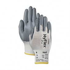 [해외]Ansell 11-800-10 Hyflex Foam Nitrile Palm Coated Knit Assembly Gloves, Nylon & Nitrile, Size 10, White & Grey (Pack of 12)