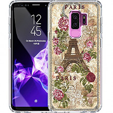 [해외]S9 Plus Case, LAACO Scratch Resistant TPU Gel Rubber Soft Skin Silicone Protective Case Cover for 삼성 갤럭시 S9 Plus Vintage British royal court Rose and Paris