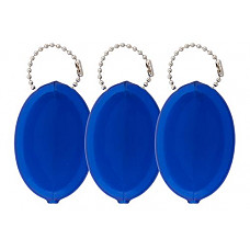 [해외]Oval Rubber Coin Purse Change Holder With Chain By Nabob (3 Value Pack,Blue)