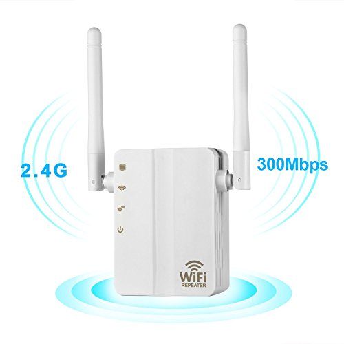 [해외]Romossy WiFi Range Extender 300Mbps Fast Speed WiFi Booster Wireless Repeater with High Gain Dual External Antennas and 360 degree WiFi Coverage-White