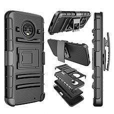 [해외]Njjex Moto G6 Case, for Motorola G6 Holster Clip, [Ngate] Armor Defender Locking Swivel Belt Clip Kickstand Heavy Duty Full Body Protective Carrying Phone Case Cover for Moto G6 2018 [Black]