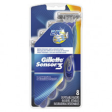 [해외]Gillette Sensor3 Mens Disposable Razor, 8 Count, Mens Razors/Blades