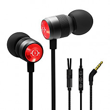 [해외]Hi-Res In-Ear Earbud Headphones with Hybrid Dual Drivers | Heavy Bass Earphones with In-line Mic& Remote for Smartphone/Nintendo Switch/iPad| Chalked Black& Red