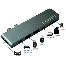 [해외]USB Type C Adapter for Macbook Pro 13 or 15 Inch 2016 2017 Micro SD Memory Card Reader HDMI | Multi port Thunderbolt 3 Hub Dongle Space Gray REVERT