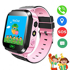 [해외]SZBXD 1.44 inch Touch GPS Tracker Kids Smart Watch for Children Girls Boys Summer Outdoor Birthday with 카메라 SIM Calls Anti-lost SOS Smartwatch Bracelet for iPhone Android Smartphone (Pink)