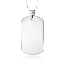 [해외]Mealguet Jewelry MG Customize Personalized Stainless Steel High Polished Plain Dogtag Pendant Necklace for People with 24" Chain