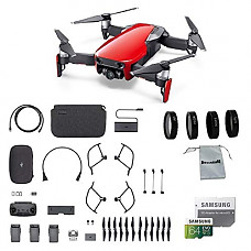 [해외]DJI Mavic Air Fly More Combo (Flame Red) Portable Quadcopter Drone Bundle with 64GB SD Card, 4-Pack 랜즈 Filter Set and More