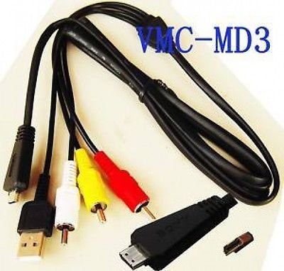 [해외]USB & AV Cable for 소니 DSC-T99 T99D T99V T99B T99G, 소니 T99P, 소니 W320, 소니 W320B, 소니 W320P, 소니 W320S