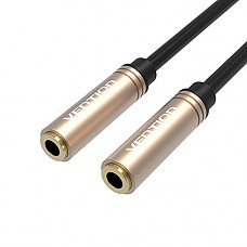 [해외]3.5mm Female to Female Stereo Coupler Plug, Vention 3.5mm Female Jack to Female Audio Cable Gold Plated Audio Extension Cable Aux Cable for Computer Mobile Phone PS3 PS4 1ft (0.3M)-Black
