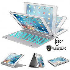 [해외]아이패드 Keyboard Case for 아이패드 9.7 2018 (6th Gen) - 아이패드 9.7 2017 - 아이패드 Pro 9.7 - 아이패드 Air 2 & 1 with 7-Color Backlight, 360 Rotatable, Slim & Light, Auto Sleep/Wake -iPad Case with Keyboard 9.7 Silver