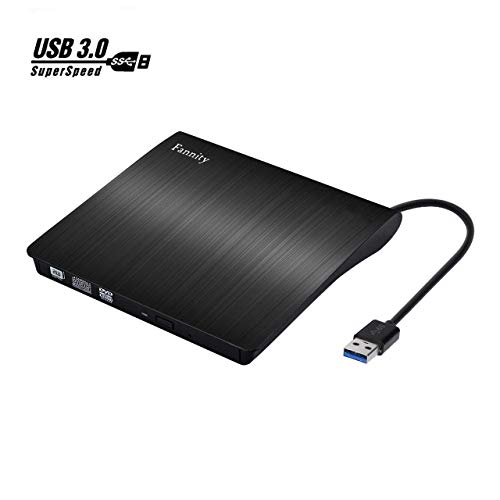 [해외]External CD DVD Drive, Fannity Ultra-Slim USB 3.0 External DVD Drive, CD/DVD-RW Drive, DVD/CD ROM Rewriter Burner Writer, High Speed Data Transfer Laptop Desktops Win 7, 8, 10, Mac OS Linux OS