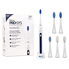 [해외]PRO-SYS VarioSonic Electric Toothbrush with 25 Customizable Cleaning Options - 5 Replacement DuPont Bristle Brush Head Types, 5 Brushing Speeds with Rechargeable 배터리 Charging Dock