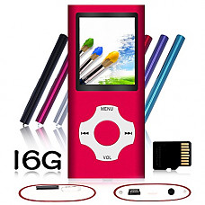 [해외]Tomameri - Portable MP3/MP4 Player with Rhombic Button, Including a 16 GB Micro SD Card and Support up to 32GB, Compact Music & Video Player, Photo Viewer, Video and Voice Recorder Supported -Red
