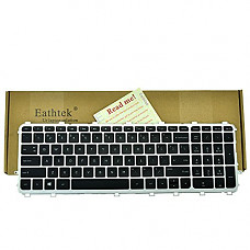 [해외]Eathtek Replacement Backlit Keyboard with Silver Frame Black key for HP ENVY 15-J 17-J 15-j000 15-j100 15t-J000 15t-j100 15z-j000 15z-j100 17-j000 17t-j000 HP TouchSmart 15-j000 series Black US Layout