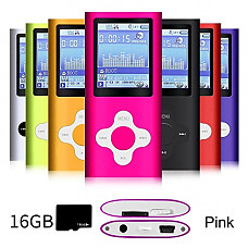 [해외]G.G.Martinsen Pink Versatile MP3/MP4 Player with a 16GB Micro SD card, Support Photo Viewer/Radio and Voice Recorder, Mini USB Port 1.8 LCD, Digital MP3 Player, MP4 Player, Video/Media/Music Player