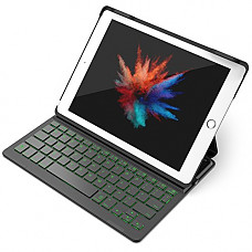 [해외]Inateck Backlit 아이패드 Bluetooth Keyboard Case, Keyboard Cover fit 9.7 inch 아이패드 2018/2017 and 아이패드 Air1 Only with Multi-Angle Stand,Black