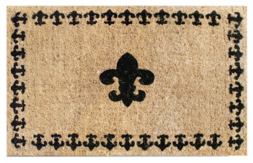 [해외]Imports Decor Printed Coir Doormat, Fleur De Lis with Border, 18-Inch by 30-Inch