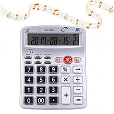 [해외]Egoelife Musical Desktop Calculator 12-Digits LCD Display with Alarm Clock and Voice Reading (AR-8001)