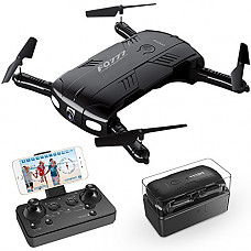 [해외]Drone with 카메라 Live Video, RC Quadcopter Pocket Drones with 2 Batteries, Easy to Use for Beginners,2.4G 6-Axis Headless Mode Altitude One Key Return 3D Flips and Rolls Toys