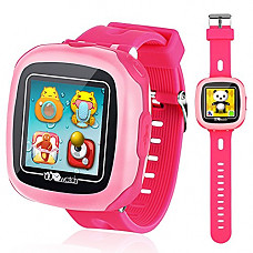 [해외]VEAQEE Game Smart Watch for Kids Children Boys Girls with 카메라 1.5 Touch 10 Games Pedometer Timer Alarm Clock Learning Toys Gifts Wrist Watch Health 모니터 Pink（Game watches） (Pink)