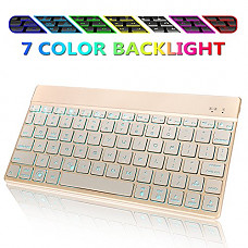 [해외]iPad/Galaxy Tab Bluetooth Keyboard, KIPIDA Ultra Slim 7 Colors Back-lit Bluetooth Keyboard for 아이패드 Air2/1, 아이패드 Mini4/3/2/1, iPad4/3/2, New 아이패드 9.7(2018&2017), and other Bluetooth Enabled Device