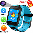 [해외]Kids Smart 시계 with Free SIM Card- 1.44&quot; Touch GPS Tracker Wrist Smart Watch Phone for Boys Girls with 카메라 Pedometer Wearable Smartwatch Bracelet Children Birthday Holiday Gifts (Blue)