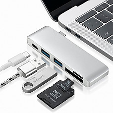 [해외]USB Type C Hub Adapter,Nasion.V Multi-Port Adapter with USB-C Charging Port,2 USB 3.0 Ports, SD/Micro Card Reader for MacBook,PC,XPS,Surface Pro4,and other Type-C Enabled Devices - Silver