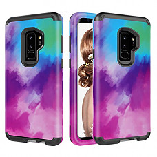 [해외]갤럭시 S9 Plus Case, UZER Flower Series Shockproof 3 in 1 Soft Interior Silicone Bumper&Hard Shell PC Back Cover Bumper Anti-Scratch Full-Body Protective Case for 삼성 갤럭시 S9 Plus 2018 Model