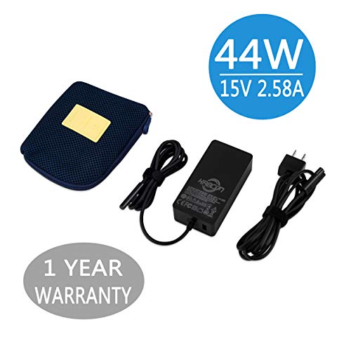 [해외]44w Charger for Microsoft Surface Pro 2017 & Surface Laptop,KABCON 15V 2.58A Power Supply for Microsoft Surface Go,Surface Pro 3 Pro 4 & Surface Book with 6.2Ft Power Cord Including a Storage Pouch